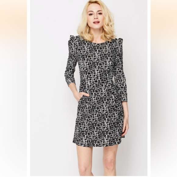 Topshop Black and Gray 3 quarter  Sleeve overlay Dress - Picture 10 of 12